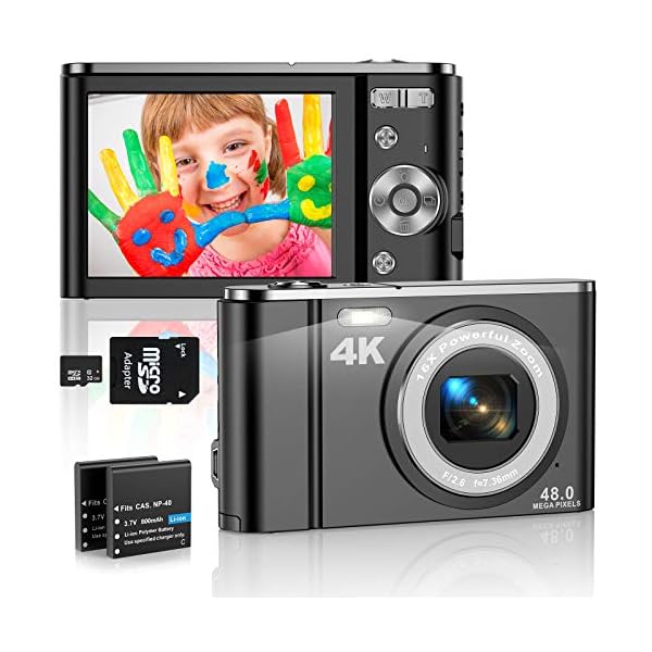 Ahlirmoy 4K Digitalkamera 48MP Kompaktkamera 16X Digital Zoom 2.8'' LCD Bildschirm Wiederaufladbare Mini-Taschenkamera…