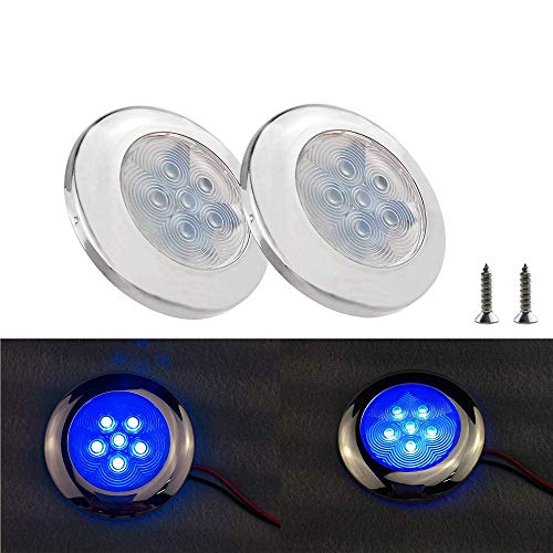IZTOSS Marine 2PCS 12v Interior S.S.304 Mount Ring LED Ceiling Light Flush for Yacht/Caravan/Trailer - Thumbnail 6