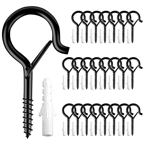 24 Pack 2.2 inches Ceiling Hooks with Safety Buckle, Screw Hooks for
