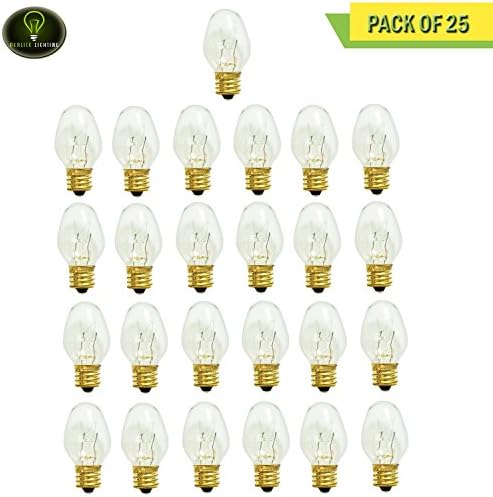 Perlite Lighting (Pack of 25) 10C7C/120 10-Watt C7 Nite Lite Clear E12 Base 120-Volt Light Bulb