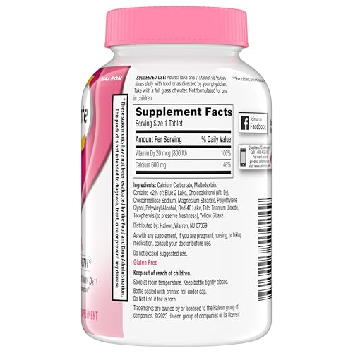 CALTRATE 600 PLUS D3 CALCIUM AND VITAMIN D SUPPLEMENT TABLETS, BONE HEALTH SUPPLEMENTS FOR ADULTS – 120 COUNT