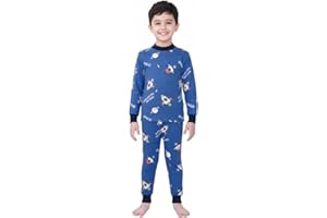 KidZain Kids Thermal Underwear Set Base Layer Fleece Lined Animal Spaceship Rocket Design Toddler Boys Girls