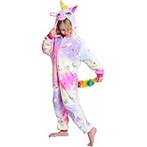 UDERUI Kids Unicorn Onesie Pajamas One-Piece Cosplay Costume Animal Sleepwear Girls And Boys