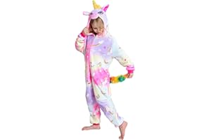 UDERUI Kids Unicorn Onesie Pajamas One-Piece Cosplay Costume Animal Sleepwear Girls And Boys