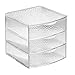 InterDesign Rain Cosmetic Organizer for Vanity Cabinet to Hold Makeup, Beauty Products - 3 Drawers, Clear