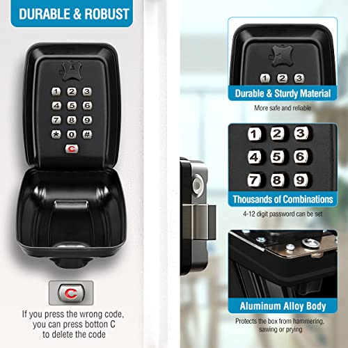 Faneam Outdoor Key Safe Combination Wall Safe Key Safe Waterproof Key Box for Garage, School, Office
