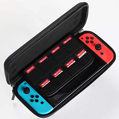 Ultra Slim Carrying Case for Nintendo Switch, VUP Switch Hard Cover Portable Protective Travel Shell for Nintendo Switch Console & Accessories with 8 Game Cartridges - Black - Thumbnail 4