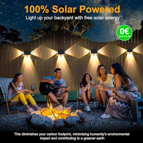 Aplique Solar Pared Exterior, 4 Piezas Luz Solar Exterior Pared Blanco Cálido, Luces Pared Solar con Iluminación en Tres Direcciones, IP65 Impermeable para Patio, Valla, Porche, Garaje