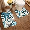 WUHLING Octopus Map Ocean 2 Piece Bathroom Rug Set Bath Mat,Customized 3D Design Super Absorbent, Non-Slip,Thick… 51P09geGM5L. SS100
