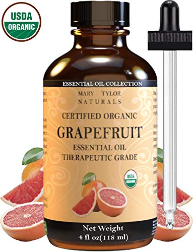 Certified Organic Grapefruit Essential Oil Large 4 oz, Therapeutic Grade for Stress Relief, Relaxation, Aromatherapy, Diffuser, Home by Mary Tylor Naturals