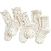 Tyadorw 5 Pair Cute Ankle Socks for Women Coquette Bow Print Ruffle Frilly Cotton Socks Lace Trim Breathable Summer Socks