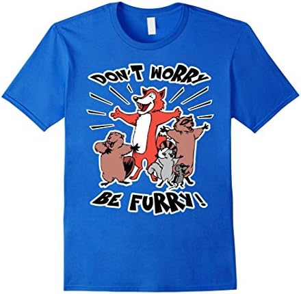 Mens Don't Worry Be Furry Cute Animal T-Shirt XL Royal Blue