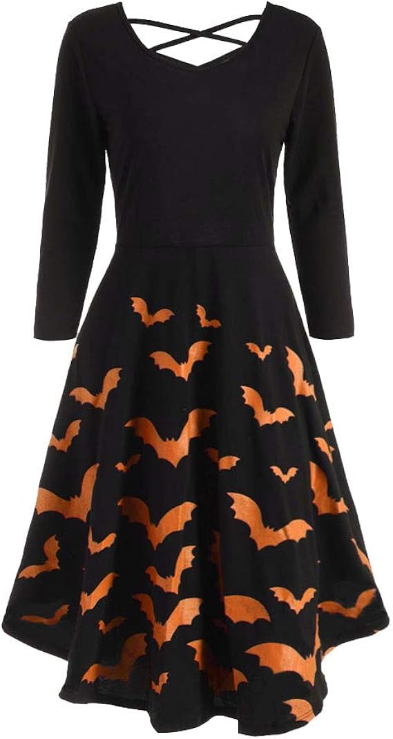 black dress with orange accessories