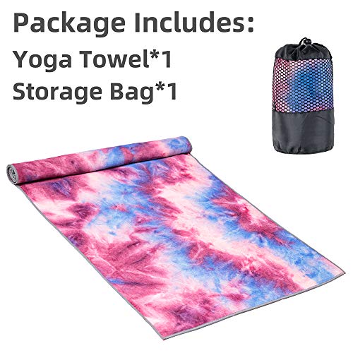 image for ADORENCE Non Slip Yoga Towel (Upgraded PVC Grippies+Side Pockets) Micr