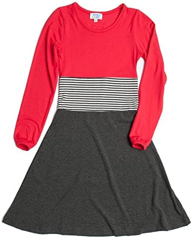 Evelyn Alex Big Girls Jersey Knit Fit and Flare Dress (14, Red)