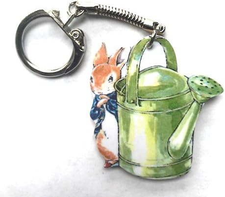 Beatrix Potter Peter Rabbit Keyring - Watering Can - Hand Cut - Wooden - BP10K