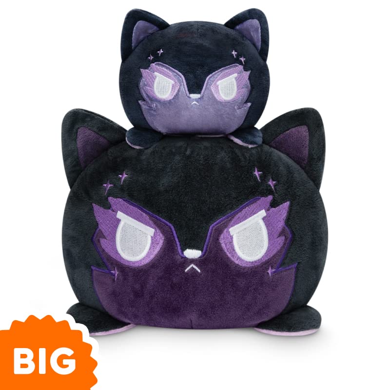 TeeTurtle - Original Reversible Big Wolf Plushie - Galactic + Light Purple - Huggable and Soft Sensory Fidget Toy Stuffed Animals That Show Your Mood