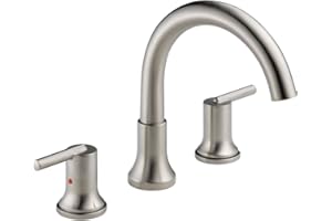 Delta Faucet Trinsic Roman Tub Trim - T2759-SS - Modern Bathroom Tub Faucet Set - Includes Tub Faucet & Handles - Stainless (Valve Sold Separately)