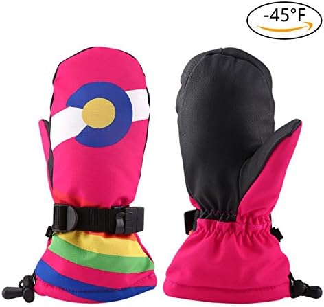 Ski Gloves, waterproof windproof Snow Gloves Mittens for Girls for Outdoor Cycling Snowboard Snowmobile Hiking Mountain Climbing (pink, S)