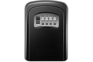 LOFICOPER Key Lock Box for Outside, Wall Mount Key Storage Box, Weatherproof 4 Digit Combination Key Safe Box, with 5 Key Capacity, for Home, Office, Garage, Store, Black