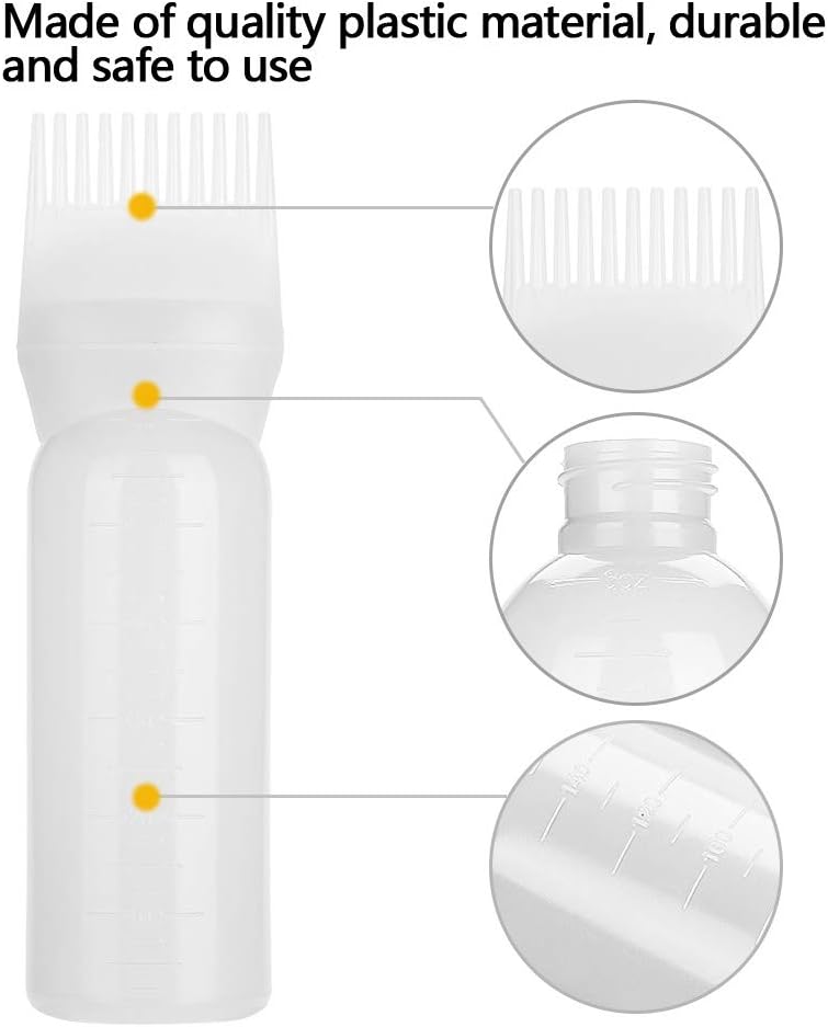 Hair Dye Brush Bottle, 3 Colors Lightweight Hair Dyeing Bottle Brush Shampoo Hair Color Oil Comb Applicator Tool(white) - Image 3