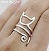 Helen de Lete Innovative Lovely Cat Kitty Sterling Silver Ring L Size for Women