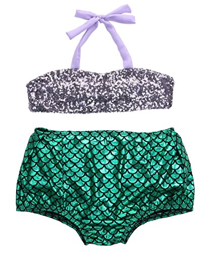 Baby Girls kids Mermaid Sequins Bikini Suit Swimsuit Costume Beachwear