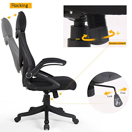 Zenith High Back Mesh Office Chair with Adjustable Armrest Lumbar Support Headrest Swivel Task Desk Chair Computer Chair - Thumbnail 2