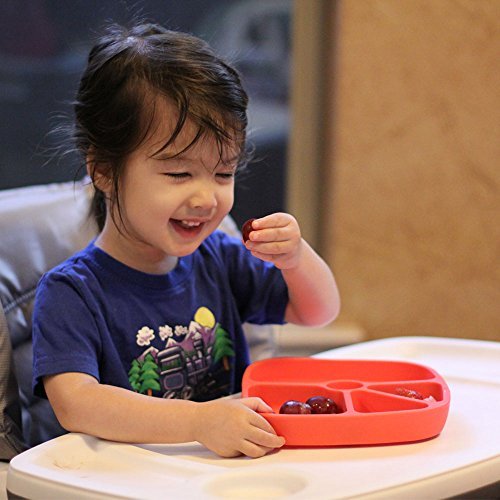 TTLIFE Baby Place-mats Silicone Plates for Toddlers,Kids,Non-skid Suction bottom,Baby Trays for Eating, Feeding Tray, BPA Free,Dishwasher Safe + A Portable Bag - Purple