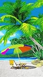 J & M Home Fashions Beach Towel, 40 by 70-Inch, Beach Chair and Umbrella Fiber Reactive Print