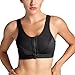 SYROKAN Women's Zip Front High Impact Wireless Racerback High Support Zipper in Front Sports Bra Black 40D