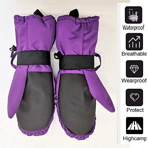 Kids Winter Waterproof Ski Snow Mittens Warm with Zipper for Toddler Girls- KSM21