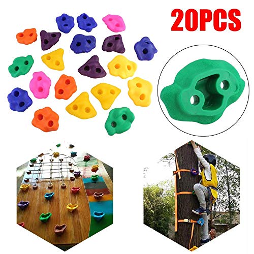 Simoner 20 PCS Climbing Holds Rock Wall Stones Hold Grips for Kids Children Indoor Outdoor Playground Set, Mixed Color