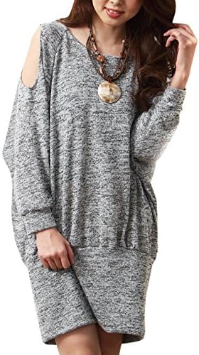 大きいサイズ レディース 肩出し オープンショルダーニット 長袖 当店一番人気 チュニック ワンピース