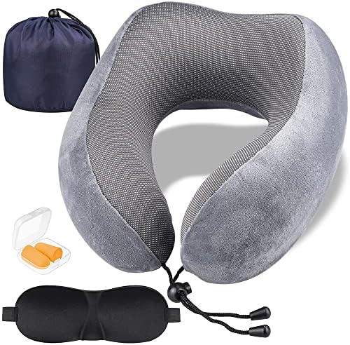 Oxsaytee Travel Pillows Memory Foam Neck Pillow for Airplan