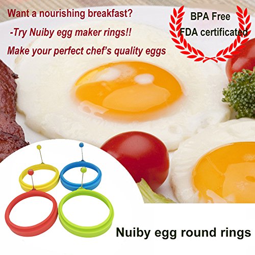 Silicone Egg Rings Round NUIBY Non Stick Fried Egg Mold Pancakes