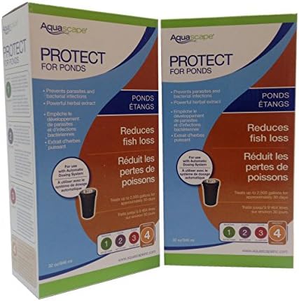 Aquascape 2-Pack of Protect (96035) for Ponds 32 Ounce Refill Automatic Dosing System Lowers Fish Stress from Spring and Cleanouts, Prevents Parasites and Bacterial Infections
