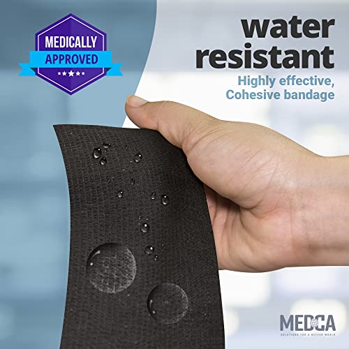 SelfAdherent Cohesive Bandage Black Medical Wrap 6 Rolls 2" Wide x