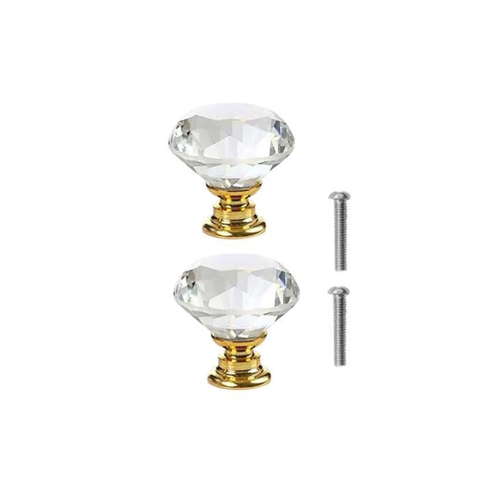 Yesmin Crystal Door Knobs,2 Pcs 20MM Crystal Drawer Carbinet Door Handle Puller with Screws for Home Kitchen Office Drawer Cupboard Closet-Golden