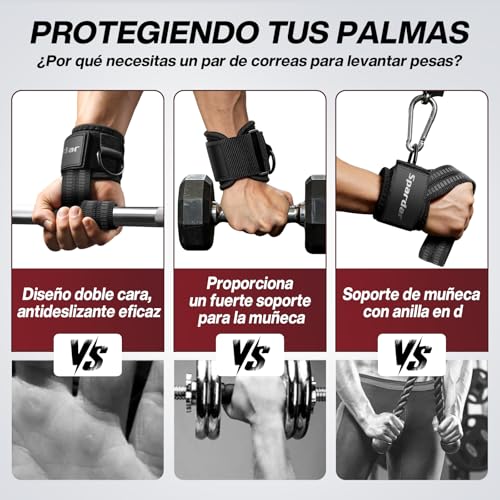 Straps para Gym,Correas de Levantamiento de Pesas Con Anillo en D con Puño,Proporciona Soporte para La Muñeca,Mejorar La Fuerza de Agarre,Ideal para Levantamiento de Pesas y Máquinas de Cuerda,Para Hombre y Mujer