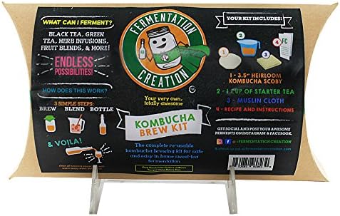 Fermentation Creation - Reusable All-Natural Organic Full Kombucha Brew Kit with Scoby - Kombucha Recipe and Brewing Instructions Included - Great Source of Probiotics - Aids Digestion and Gut Health