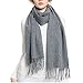 Yazer Large 78.7”x 25.6” Fashion Luxurious 100% Pure Cashmere Stole Scarf,Shawls for Women and Men (Grey)