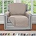 Sofa Shield Chair Slipcover with Patented Strap, Reversible Tear Resistant Soft Quilted Microfiber, 23” Seat Width, Durable Furniture Stain Protector, Washable Cover for Dogs, Kids, Light Taupe