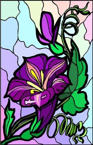 Purple Stargazer Lily Flower - Etched Vinyl Stained Glass Film, Static Cling Window Decal