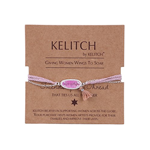Kelitch handmade crystal gemstone bracelet tassel fring…