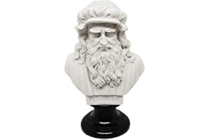 GINGERSHOPONLINE Bust Statue Design: Leonardo da Vinci - Reproduction Bust, Marble and Resin Sculpture - Approx. 5.9", 12.3oz - Tuscan Product, Design Made in Italy - Idea Gift Home
