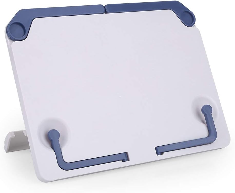 Tabletop Music Stand, Portable Desktop Book Holder, Adjustable 0-60 Degree, Multi Functional, Blue