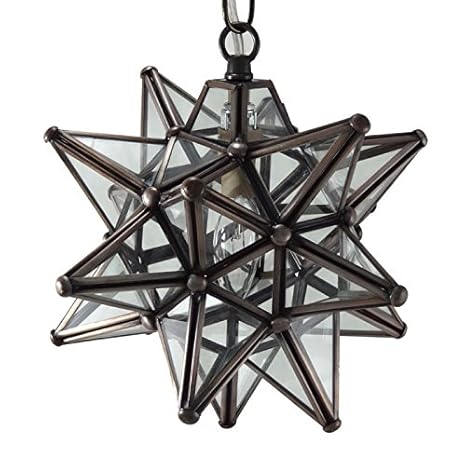 Moravian Star Pendant Light Clear Glass Bronze Frame 9