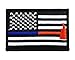 Thin Blue and Red Line Flag Police Firefighter Axe Hook and Loop Fully Embroidered Morale Tags Patch (Black and White)