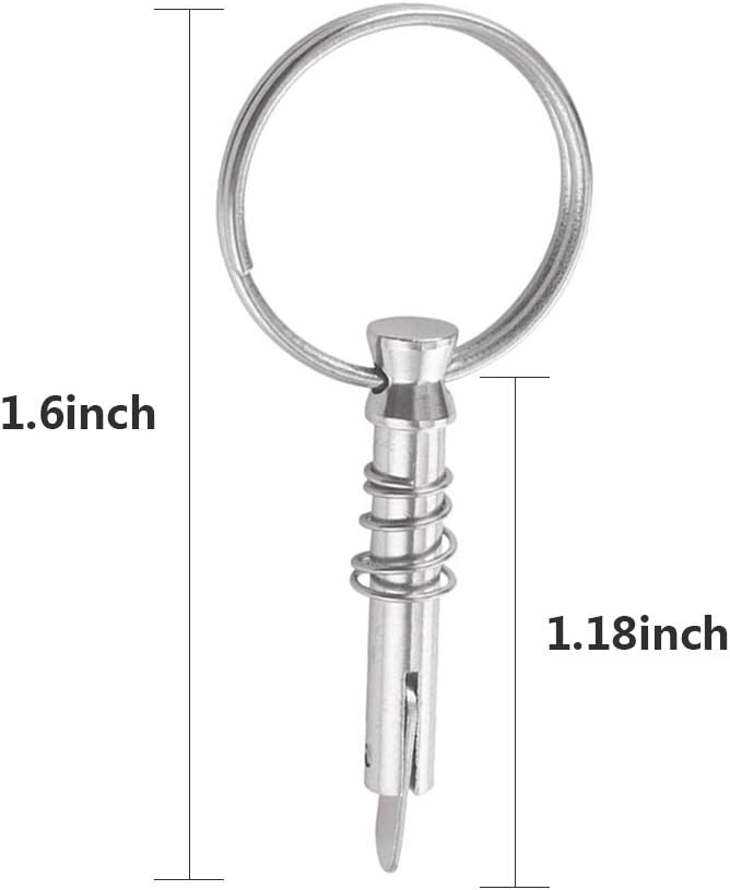 Leadrise 4 PCS 316 Stainless Steel Quick Release Pin Boat Pins w/Drop Cam & Spring 1/4" x 1" Grip Lanyard, Usable Length 1", Bimini Top Pin, Marine Hardware : Sports & Outdoors